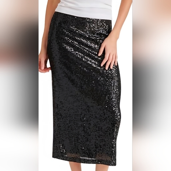 Piombo Dresses & Skirts - NWT Piombo Black Sequin Midi Skirt